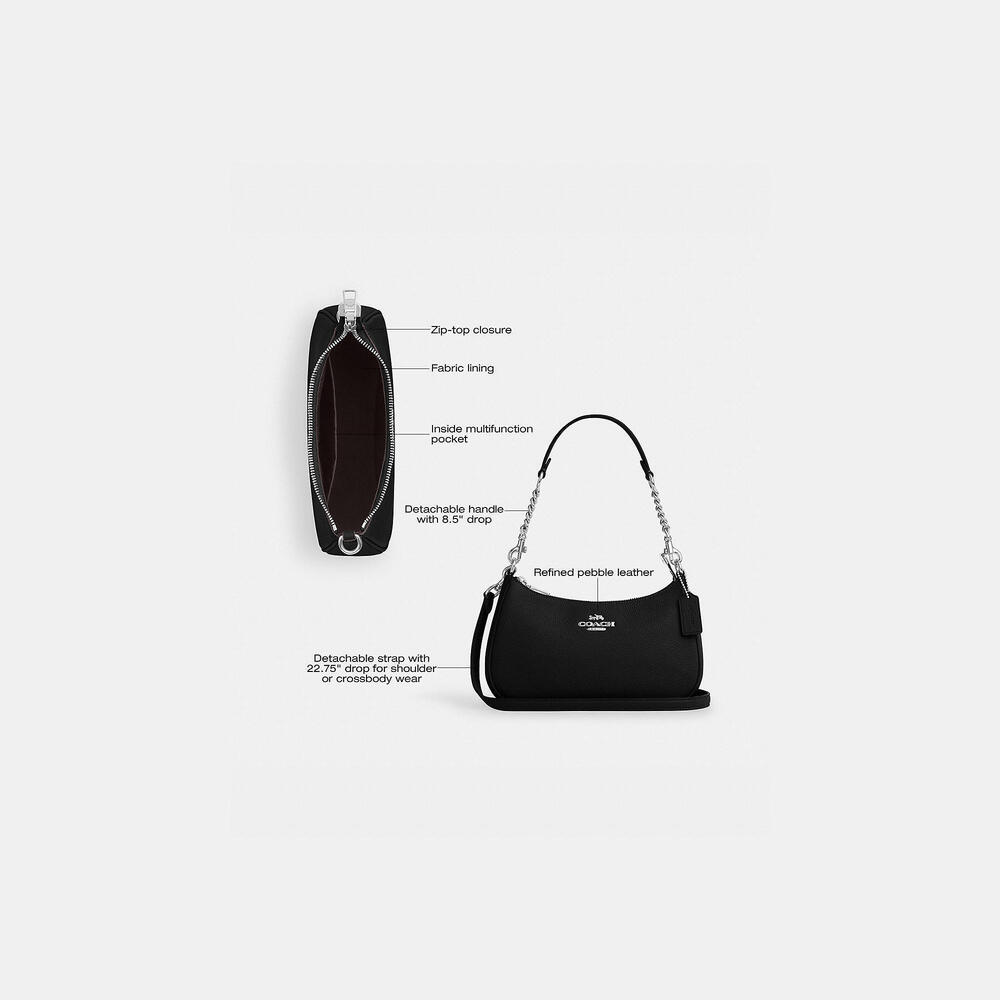 Coach Teri Shoulder Bag Black with Silver Hardware CV934 - Picture 3 of 12